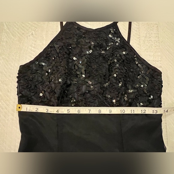 Women’s vintage Y2K Halter Empire Whimsy Goth Black Sequin Gown sz 3/4 USA Made - Picture 7 of 11